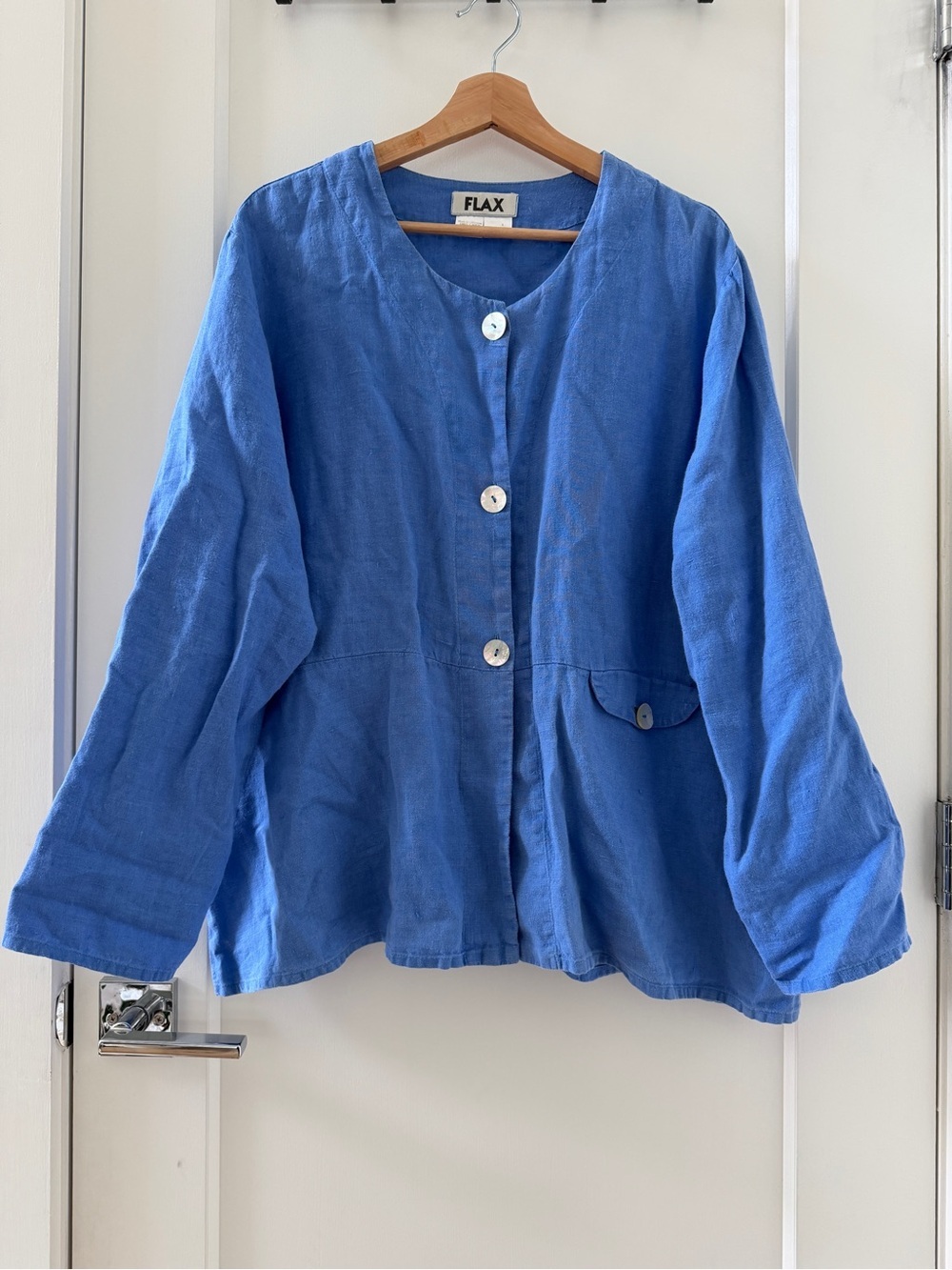 FLAX oversized lagenlook shirt in a coastal blue linen size L - Picture 2 of 6
